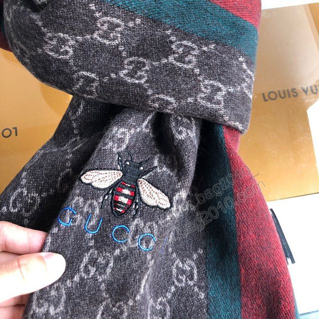 GUCCI圍巾 古馳最新款 高原山羊絨 小蜜蜂元素時尚百搭圍巾 男女同款  llwj6807